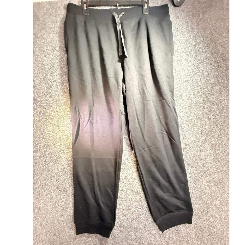 Nautica Men's Black Solid Cotton Blend Drawstring Jogger Sweatpants Size Large